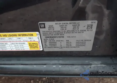 2015 Chevrolet Traverse 1Lt from USA, damaged, VIN 1GNKRGKDXFJ189709